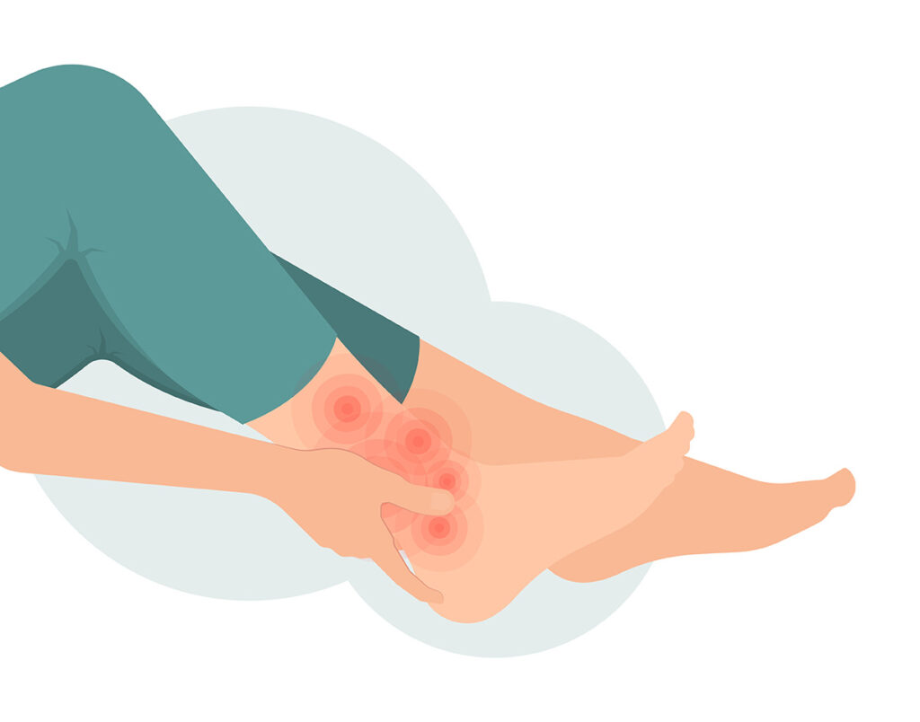 Area of pain for a sprained ankle that Dr Zac Hakes osteopath in Ballina can treat